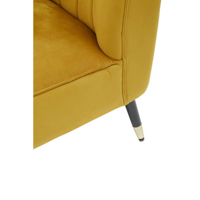 Amelia Mustard Velvet Chaise Lounge Armchair With Black & Gold Legs