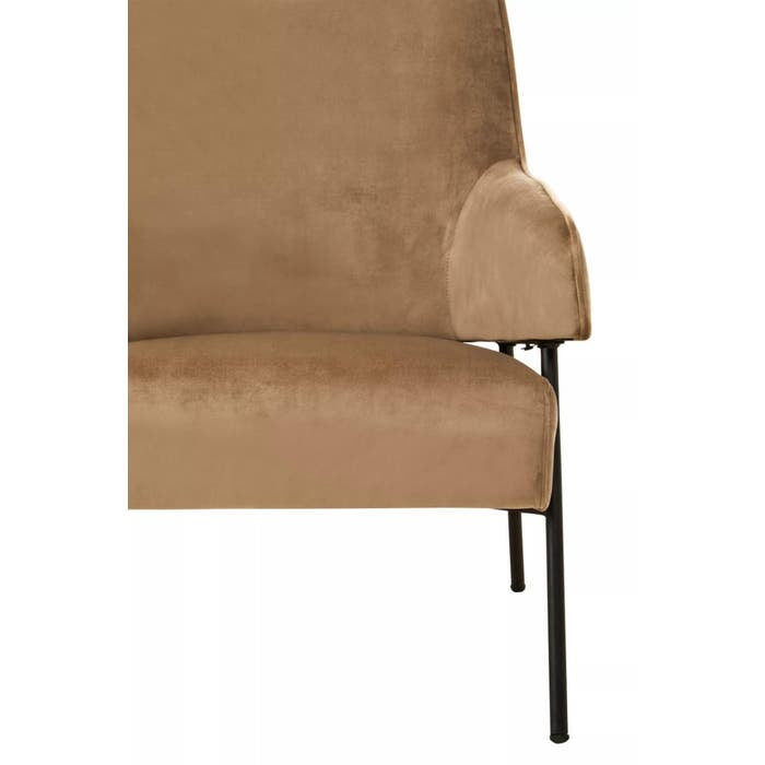 Regal Mink Velvet Accent Retro Armchair With High Back & Slanted Legs