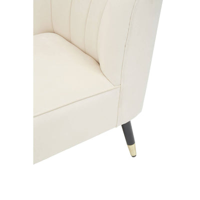 Amelia Ivory Cream Velvet Chaise Lounge Armchair With Black & Gold Legs