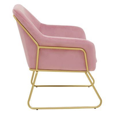 Candyfloss Pink Velvet Majesty Modern Armchair With Angular Gold Finish Legs