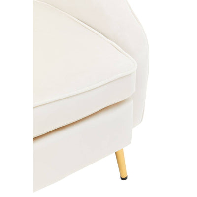Emilia Whipped Cream Velvet Boutique Armchair With Gold Legs