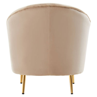 Emilia Mushroom Mink Velvet Boutique Armchair With Gold Legs