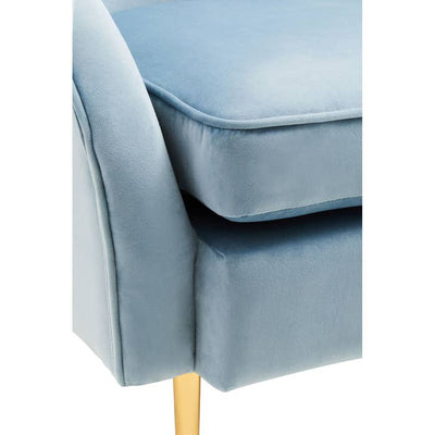 Emilia Bubblegum Blue Velvet Boutique Armchair With Gold Legs