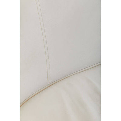 Seraphina Macaron Beige Curved Velvet 3 Seat Art Deco Sofa With Gold Legs