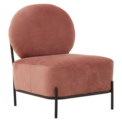 Aurelia Salmon Pink Retro Velvet Occasional Chair With Black Metal Legs