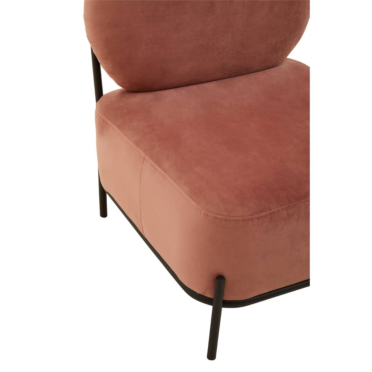 Aurelia Salmon Pink Retro Velvet Occasional Chair With Black Metal Legs