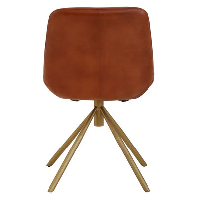 Milano Toffee Tan Buffalo Leather Contemporary Occasional Chair With Gold Legs