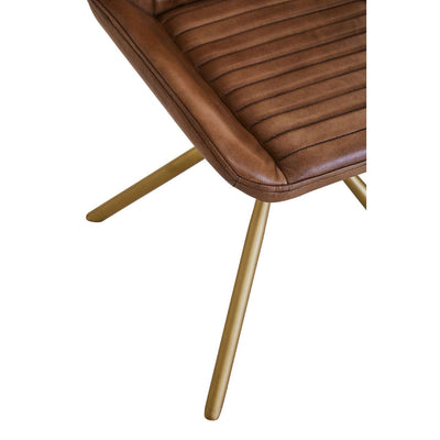 Milano Cocoa Brown Buffalo Leather Contemporary Occasional Chair With Gold Legs