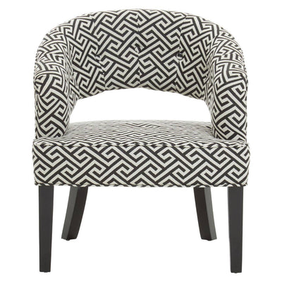 Berkeley Cut Out Buttoned Jacquard Wraparound Occasional Armchair With Carved Wooden Legs