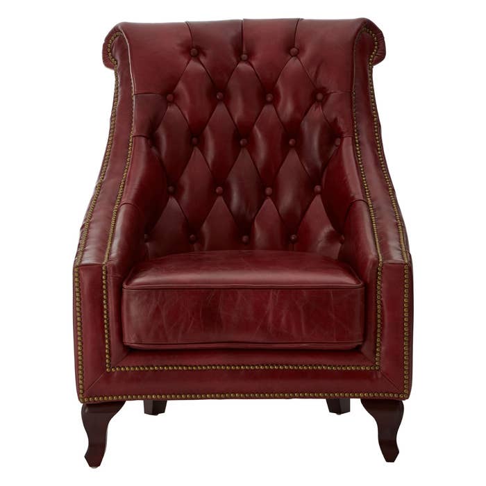Grosvenor Cranberry Red Diamond Quilted Leather Armchair With Walnut Wood Legs
