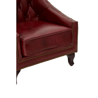 Grosvenor Cranberry Red Diamond Quilted Leather Armchair With Walnut Wood Legs