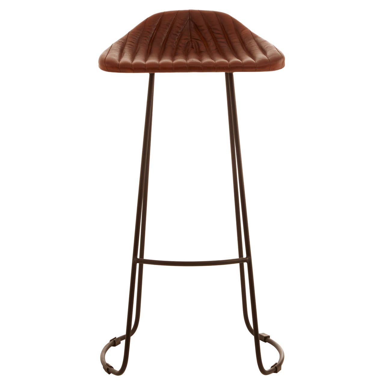 Park Lane Biscuit Tan Buffalo Leather Bar & Kitchen Stool With Iron Legs & Footrest