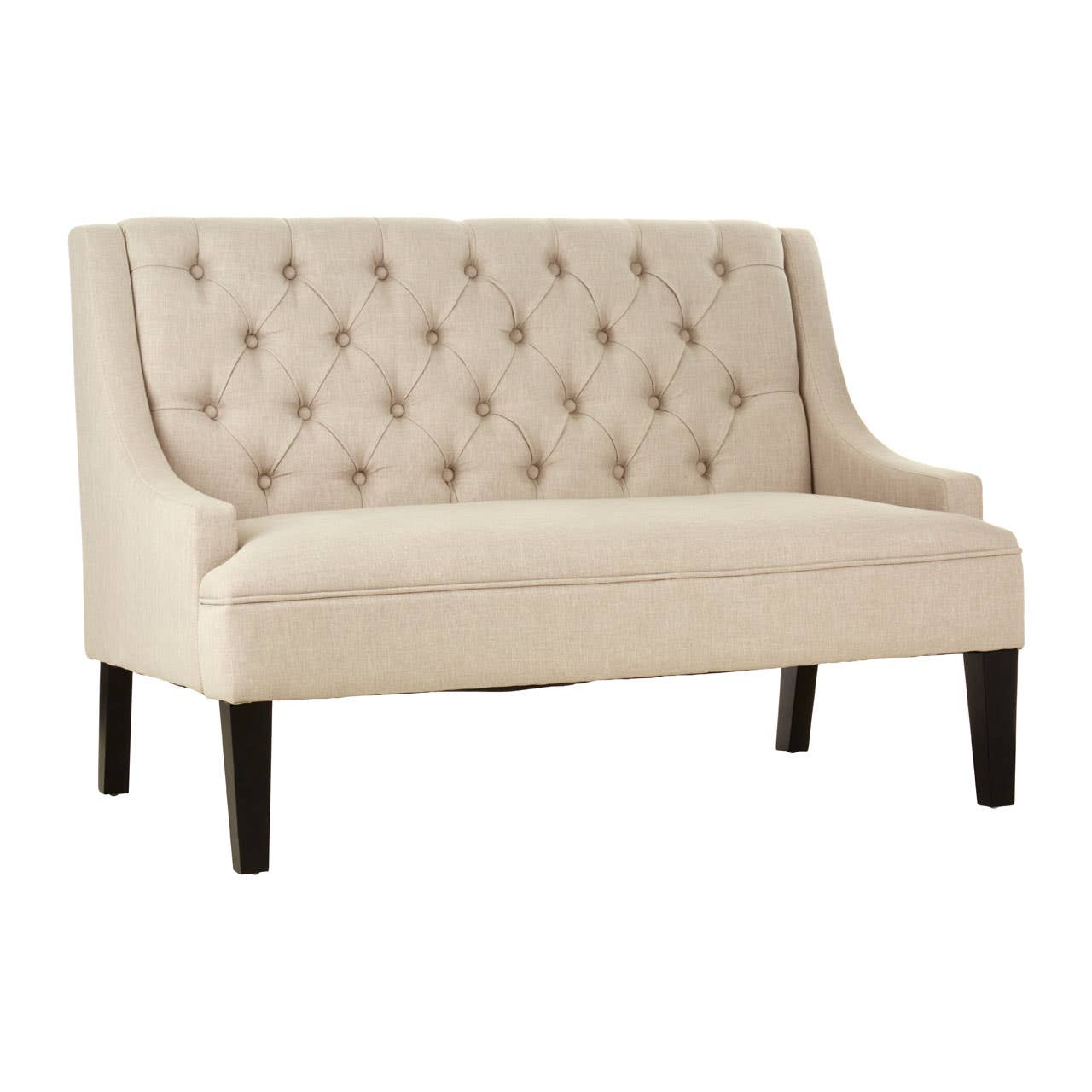 Marlow Vanilla Ice Cream High Back Classic Tufted Bench With Armrests