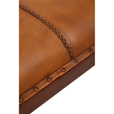 Burlington Caramel Tan Leather Vintage Bench With Angular Legs