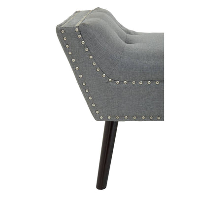 Duke Dove Grey Button-Tufted Bench With Sloping Arms & Stud Detail