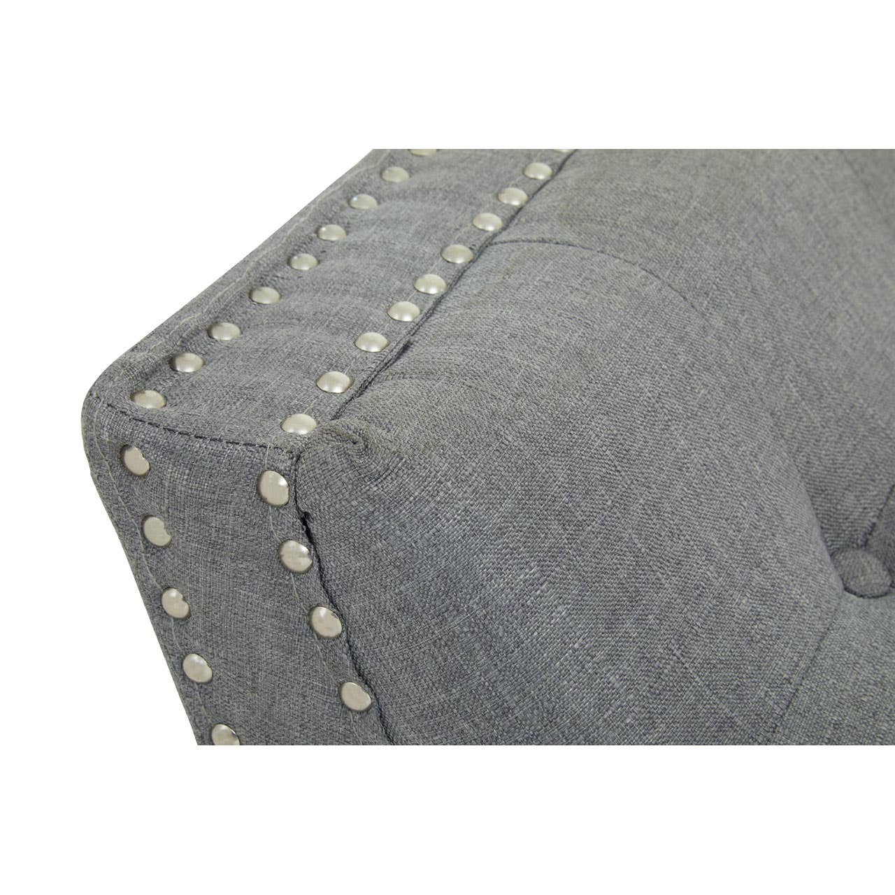 Duke Dove Grey Button-Tufted Bench With Sloping Arms & Stud Detail