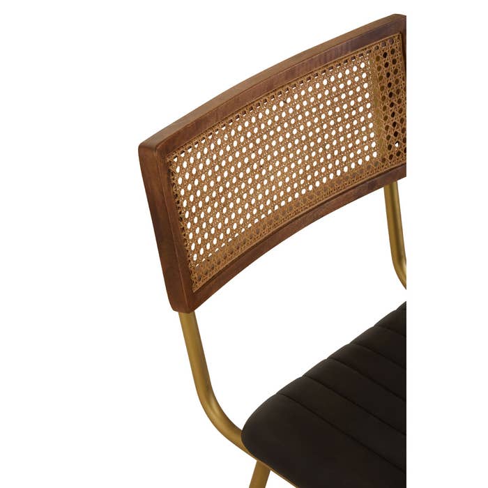 Palazzo Caviar Black Channel-Tufted Buffalo Leather Dining Chair & Gold Legs