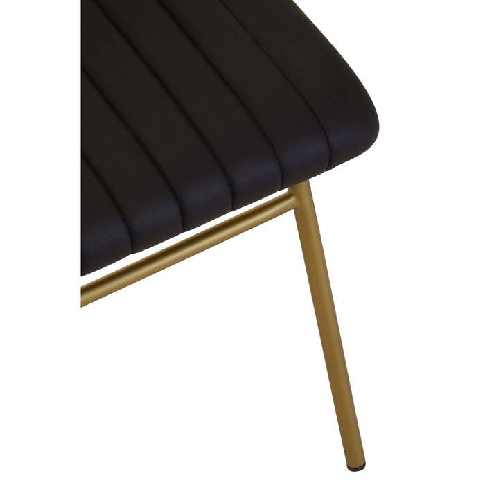 Palazzo Caviar Black Channel-Tufted Buffalo Leather Dining Chair & Gold Legs