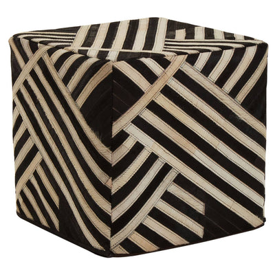 Mayfair Vivid Monochrome Abstract Leather Pouffe Chair