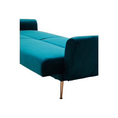 Odelia Jade Green Modern Sofa Bed With Rose Gold Legs