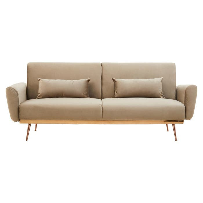 Odelia Champagne Mink Modern Sofa Bed With Rose Gold Legs