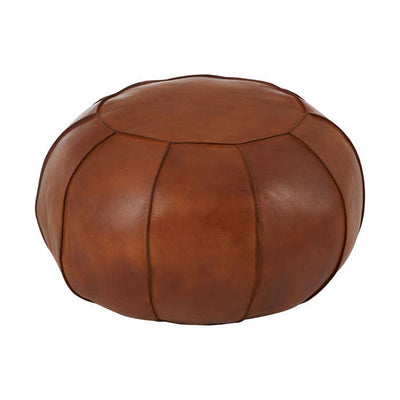 Mayfair Sovereign Almond Tan Buffalo Leather Piped Pouffe Chair