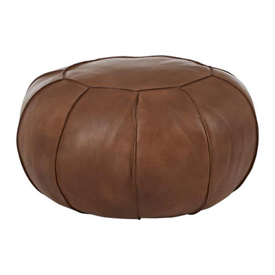 Mayfair Sovereign Truffle Brown Buffalo Leather Piped Pouffe Chair