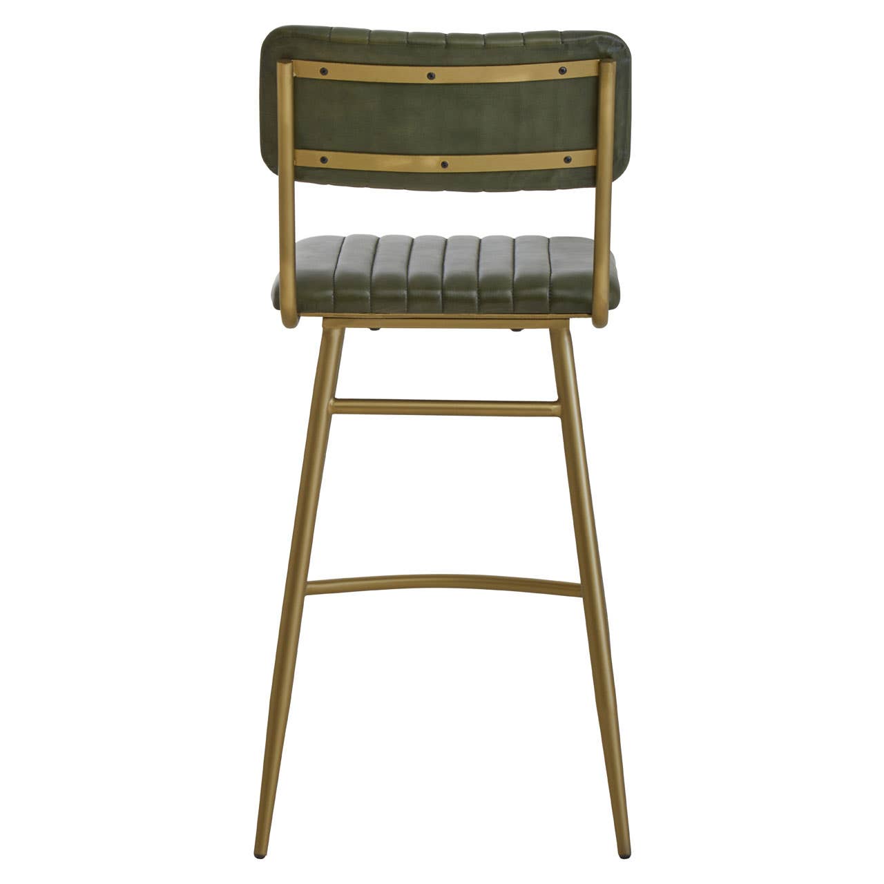 Piccadilly Olive Green Tufted Buffalo Leather Kitchen Bar Stool With Gold Legs